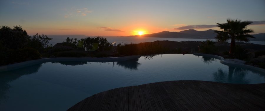 Coucher de soleil depuis la terrasse